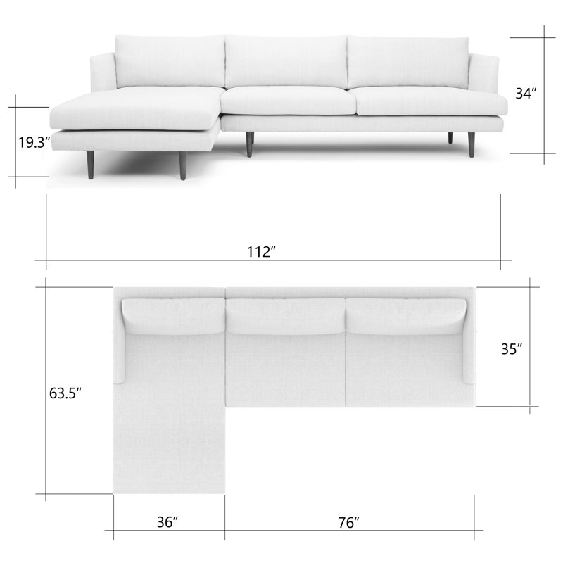 AllModern Miller 2 - Piece Upholstered Chaise Sectional & Reviews